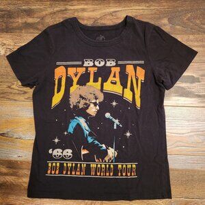 Bob Dylan World Tour 1966 Graphic Tee-Shirt Crew Neck Short Sleeve Black Unisex